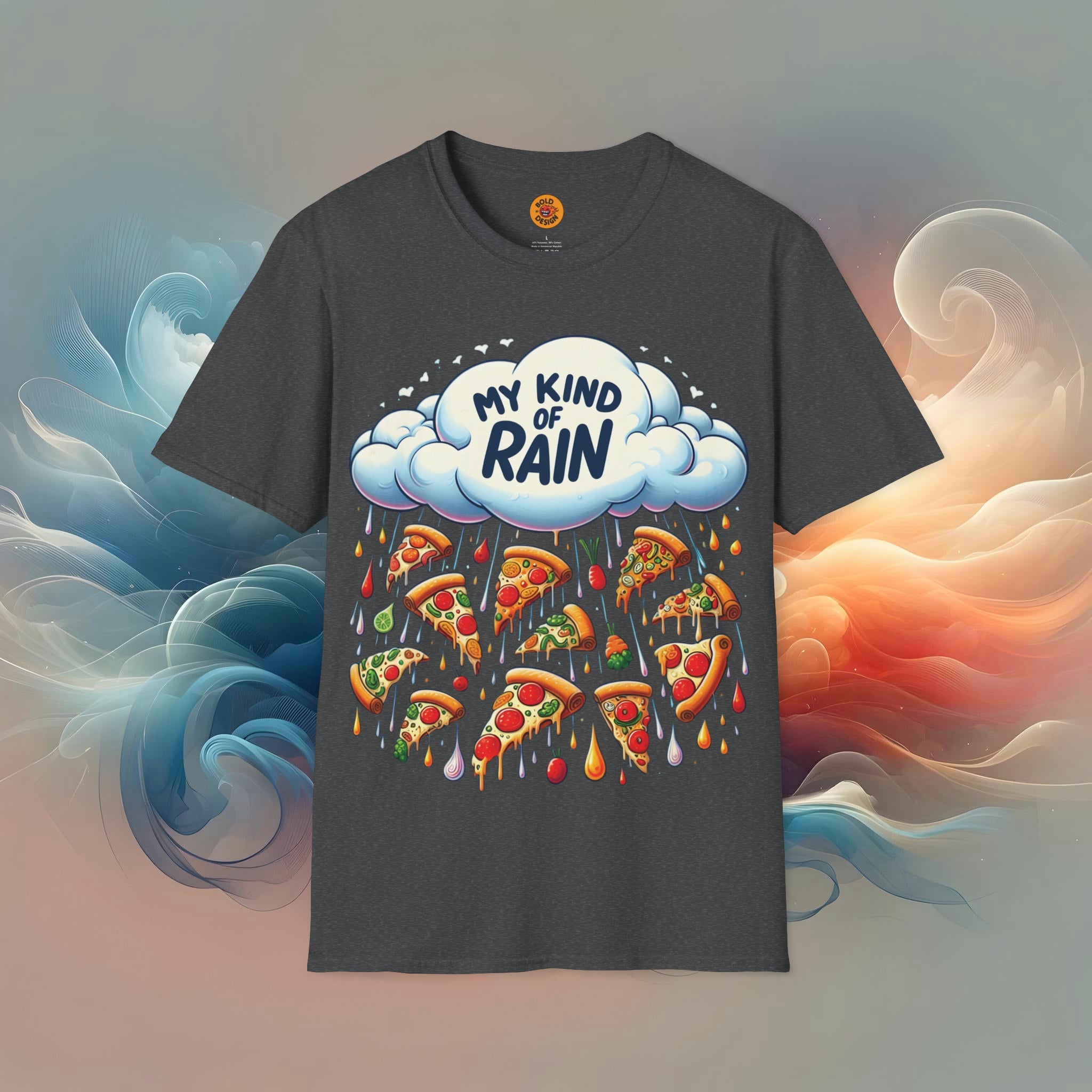 Whimsical Pizza Rain Graphic Tee-Bold By Design