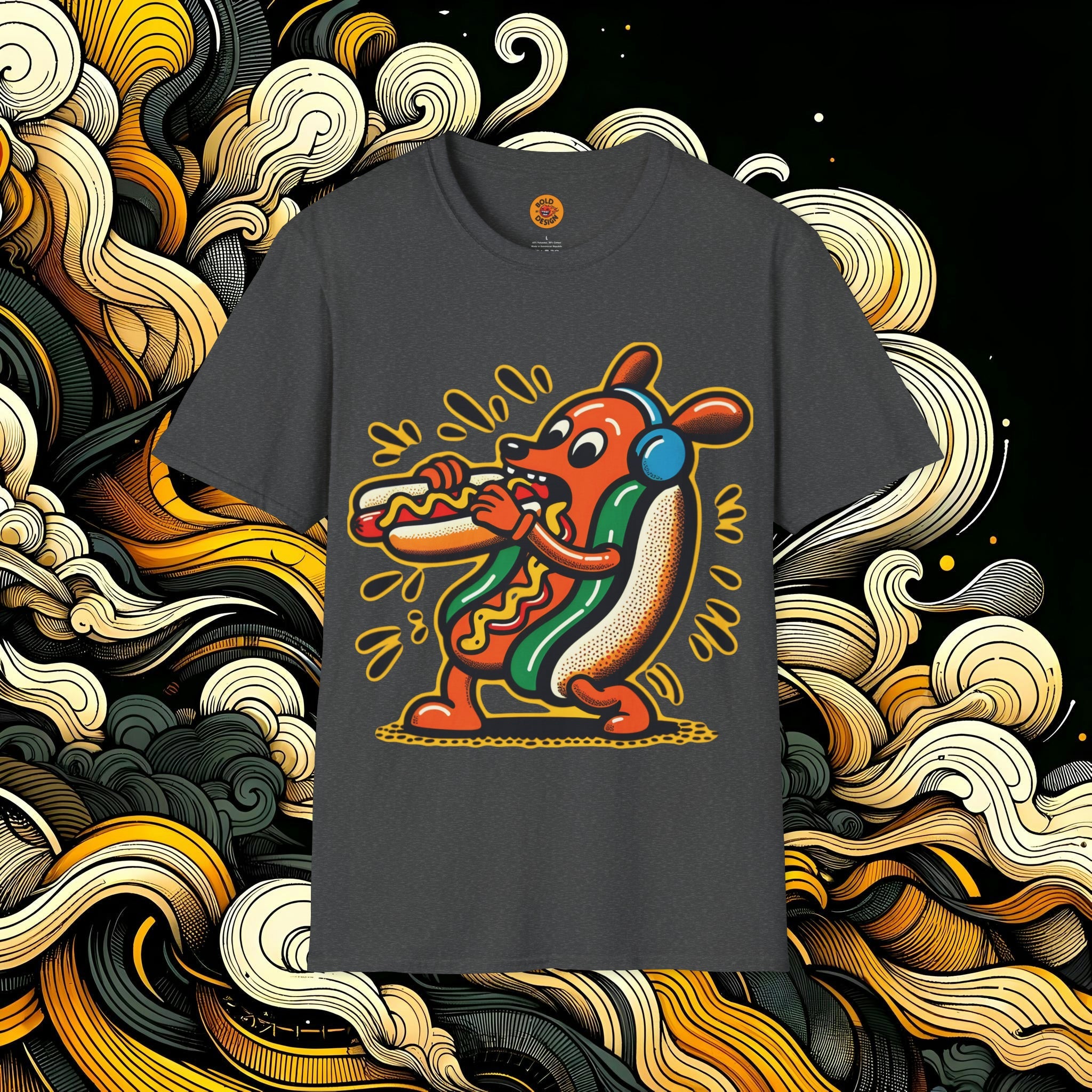 Funky Hot Dog Fiesta T-Shirt-Bold By Design