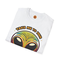 Take Me To Your Leader - Alien Retro T Shirt white