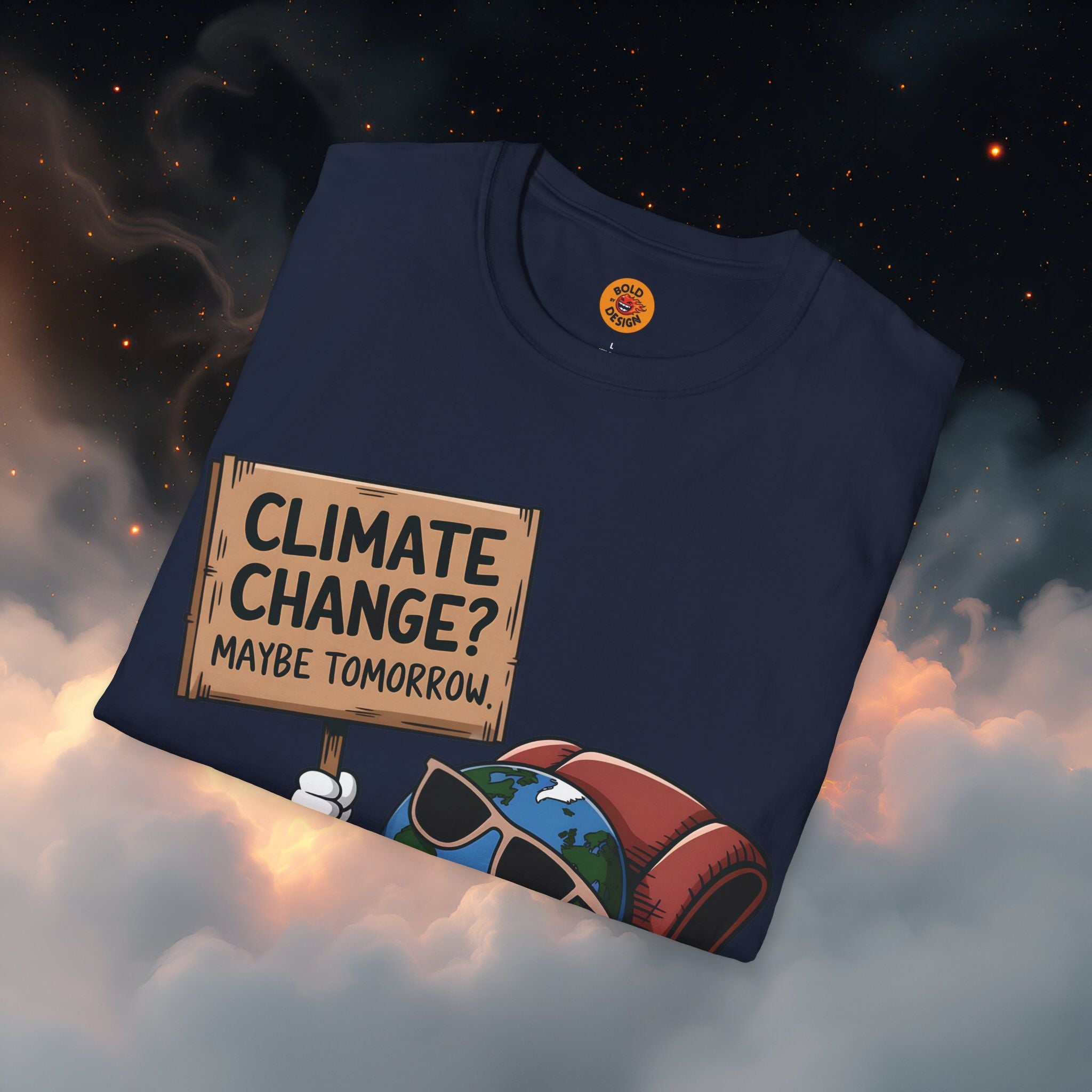 Climate Change Procrastinator | Funny Earth Graphic T-Shirt blue