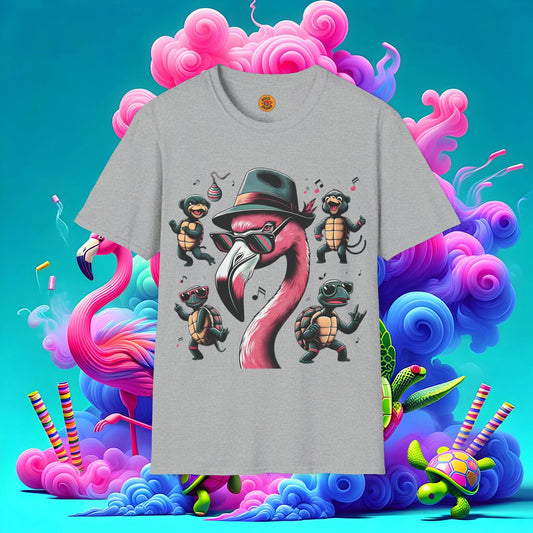 Funky Flamingo Groovy Turtles Party Tee-Bold By Design