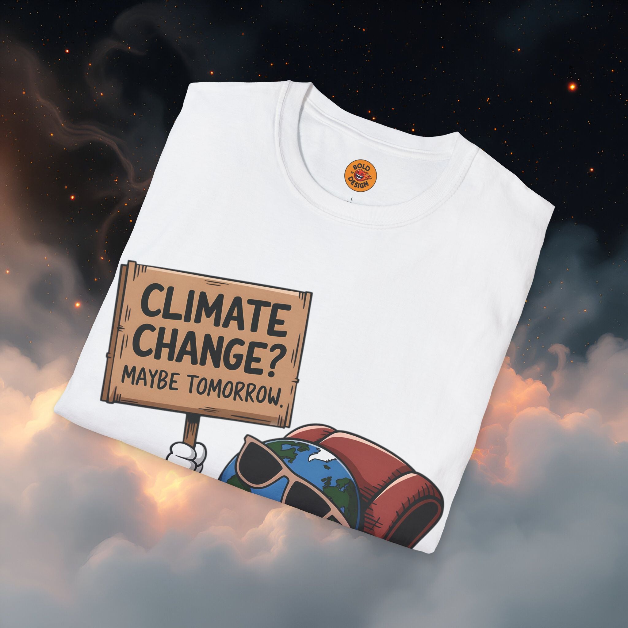 Climate Change Procrastinator | Funny Earth Graphic T-Shirt white