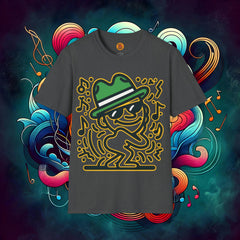 Jazzy Beats Fedora Dude" Neon Glow T-Shirt-Bold By Design 