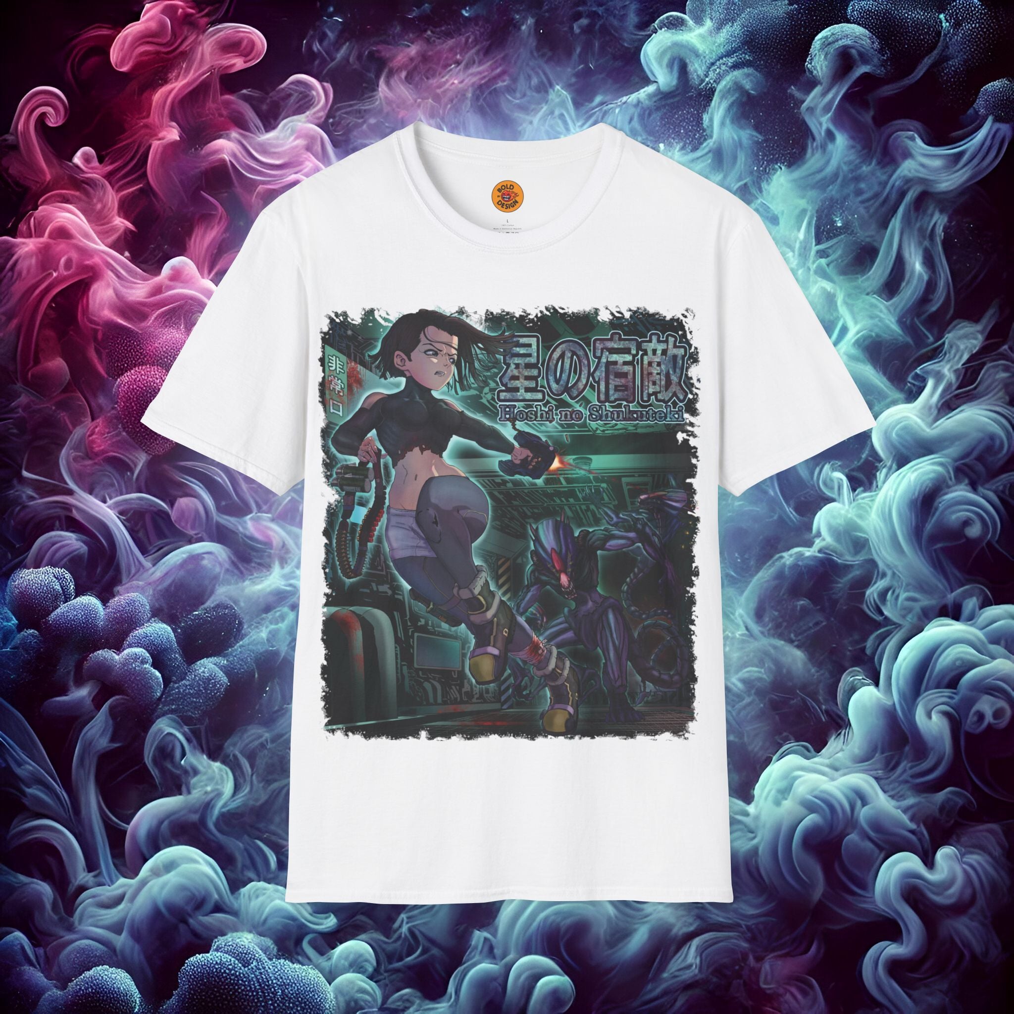 Anime Galactic Warrior Graphic white T-Shirt 