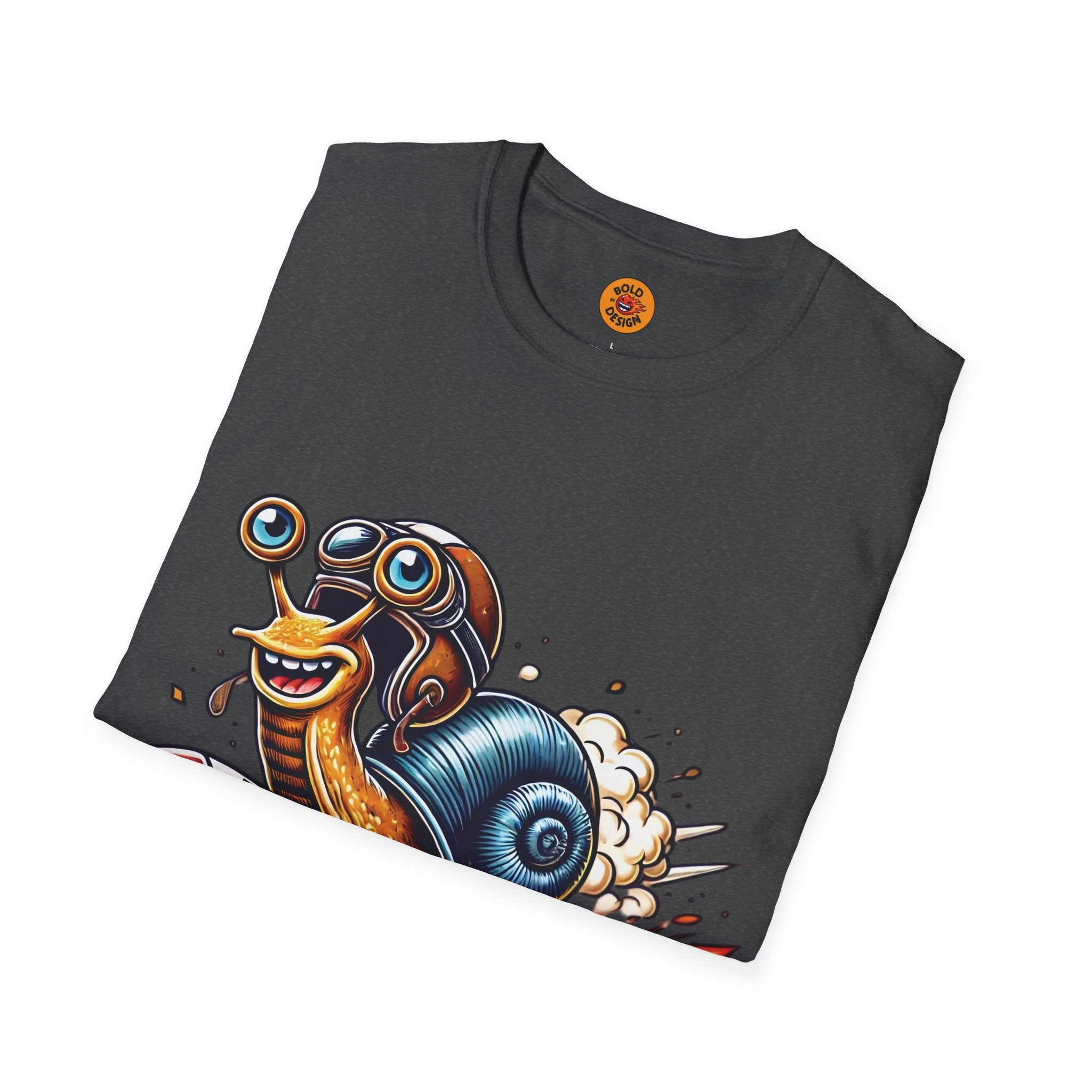 Unstoppable Snail Racing Funny Graphic T-Shirt dark grey