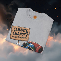 Climate Change Procrastinator | Funny Earth Graphic T-Shirt grey 