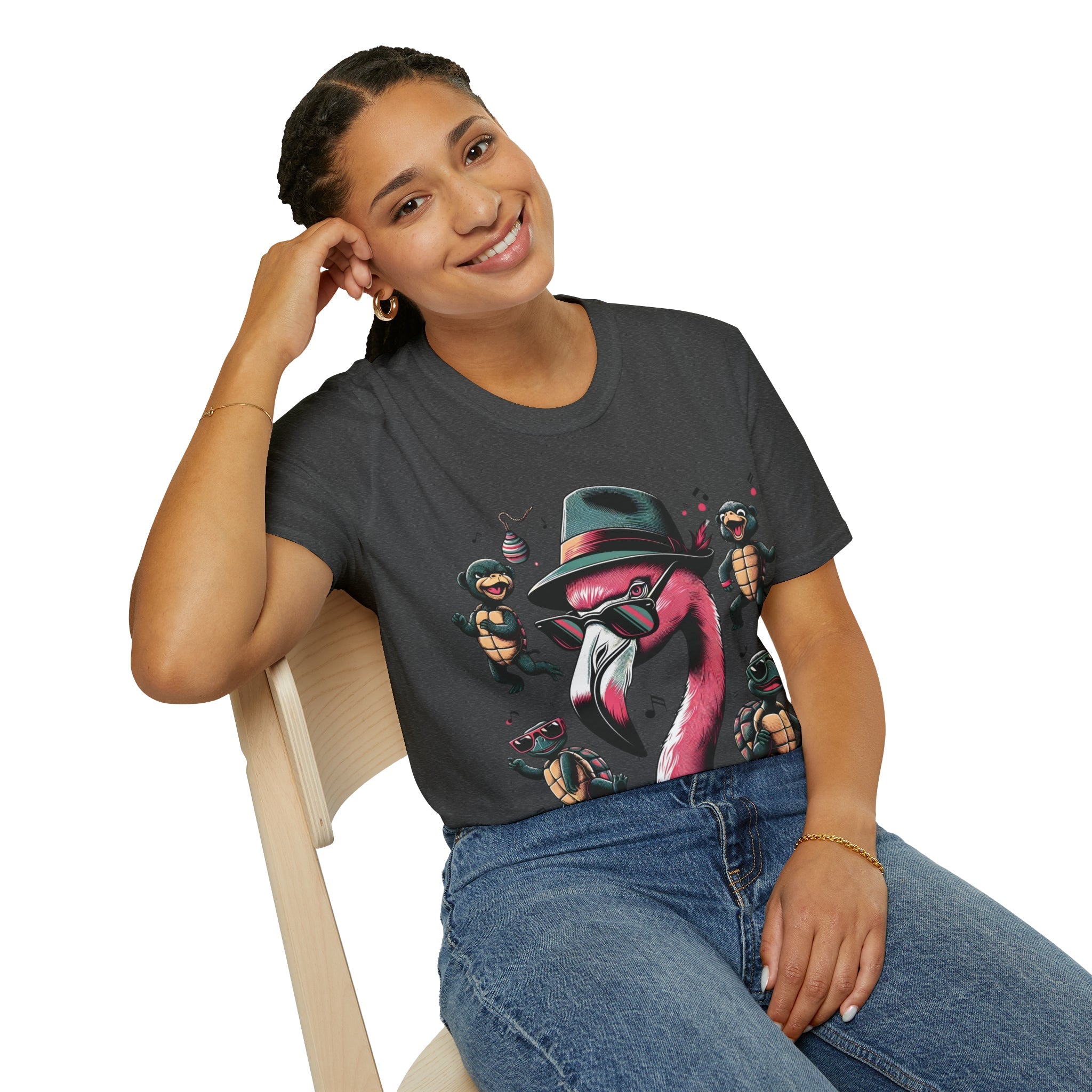 Funky Flamingo Groovy Turtles Party Tee-Bold By Design