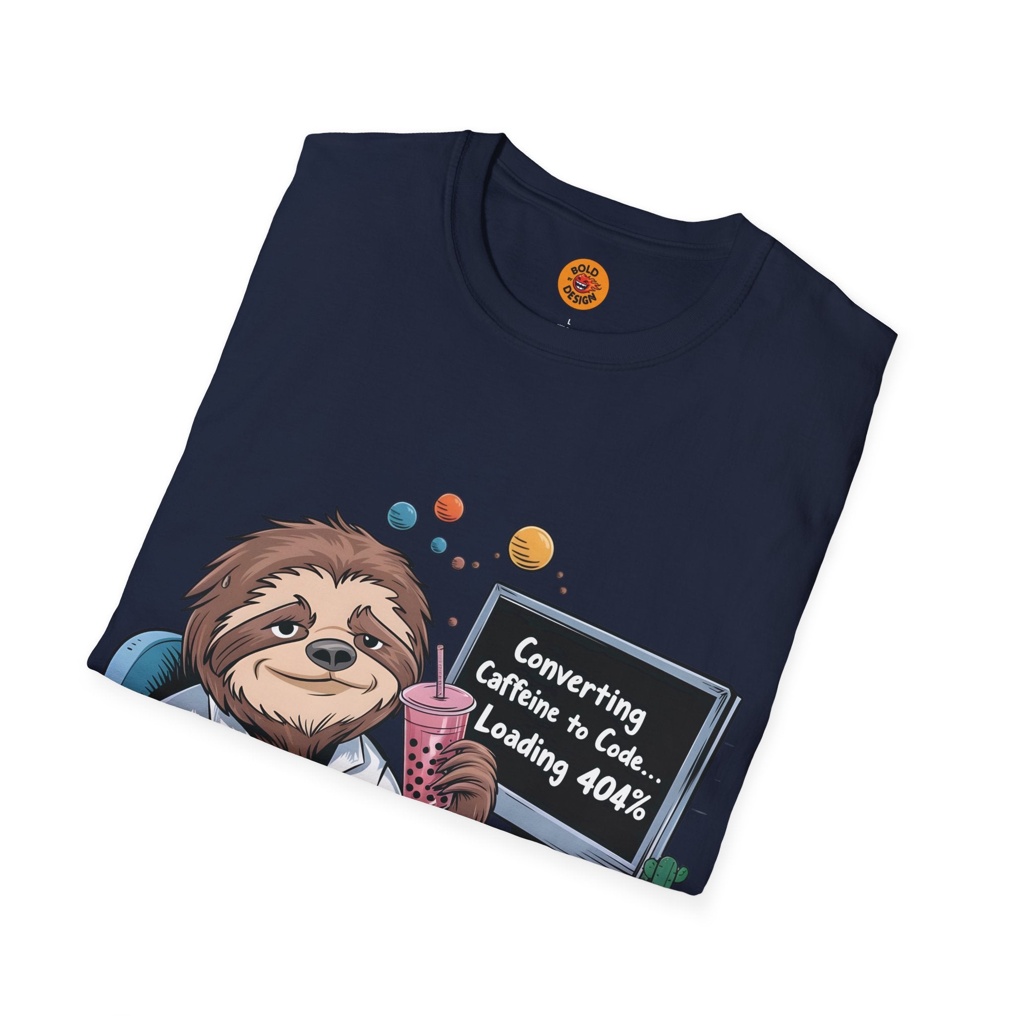 Sloth Programmer | Funny Coding & Coffee Graphic T-Shirt navy blue