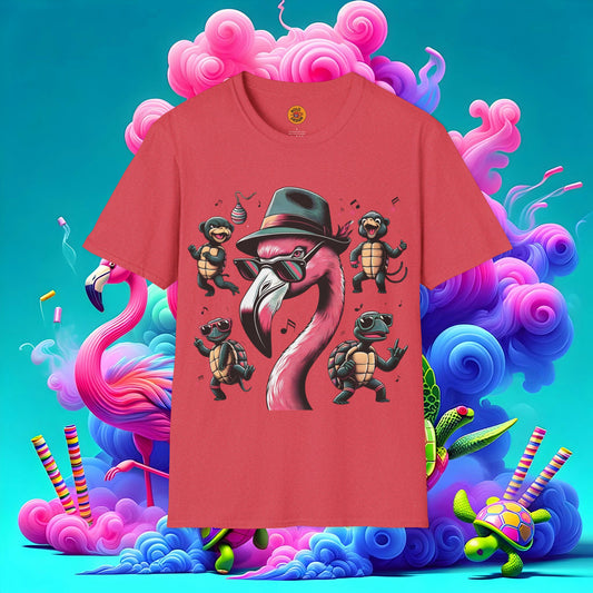 Funky Flamingo Groovy Turtles Party Tee-Bold By Design