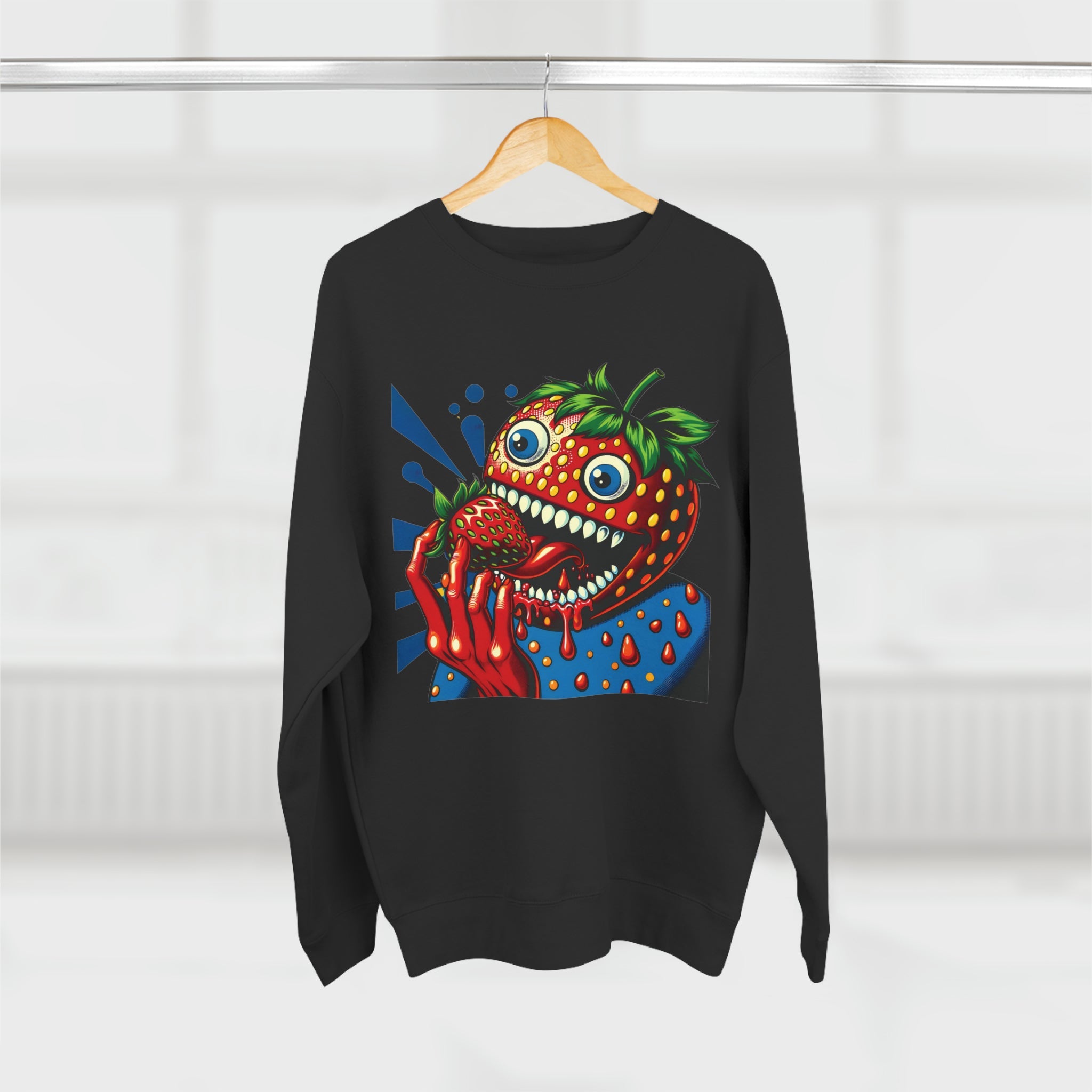 Juicy Strawberry Cartoon Sweatshirt-Bold By Design 