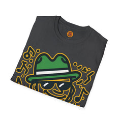 Jazzy Beats Fedora Dude" Neon Glow T-Shirt-Bold By Design 