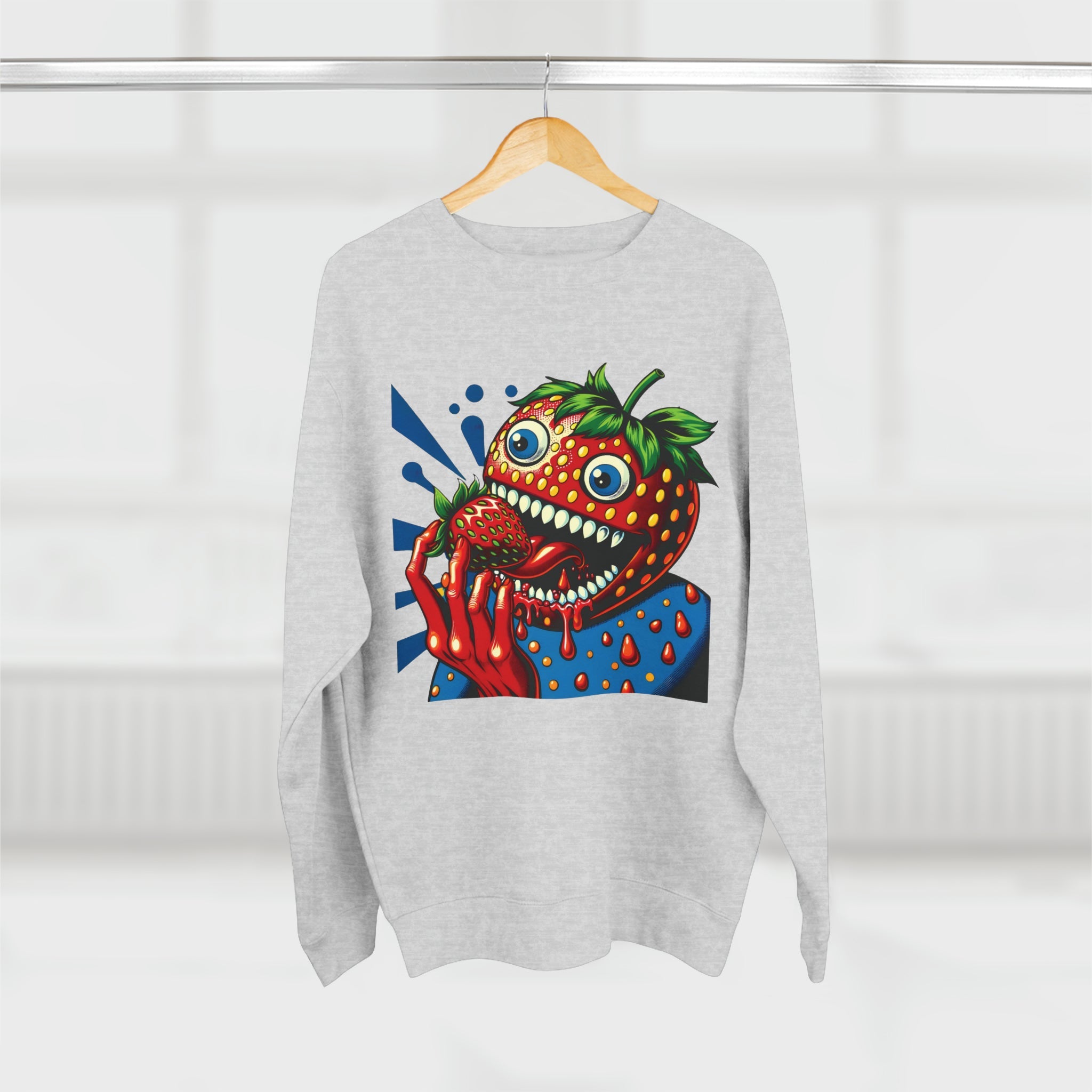 Juicy Strawberry Cartoon Sweatshirt-Bold By Design 