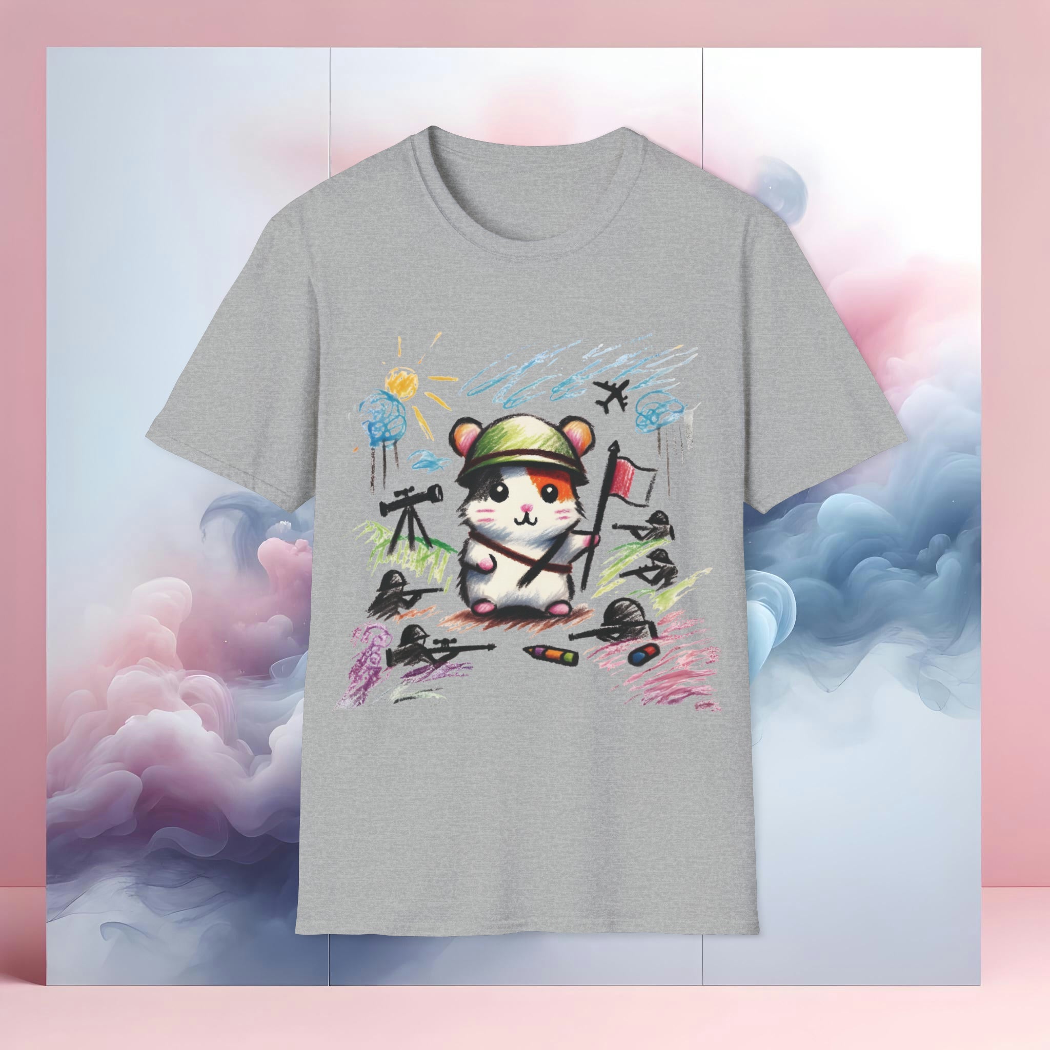 T-Shirt - Brave Hamster – Whimsical Crayon War Zone Tee