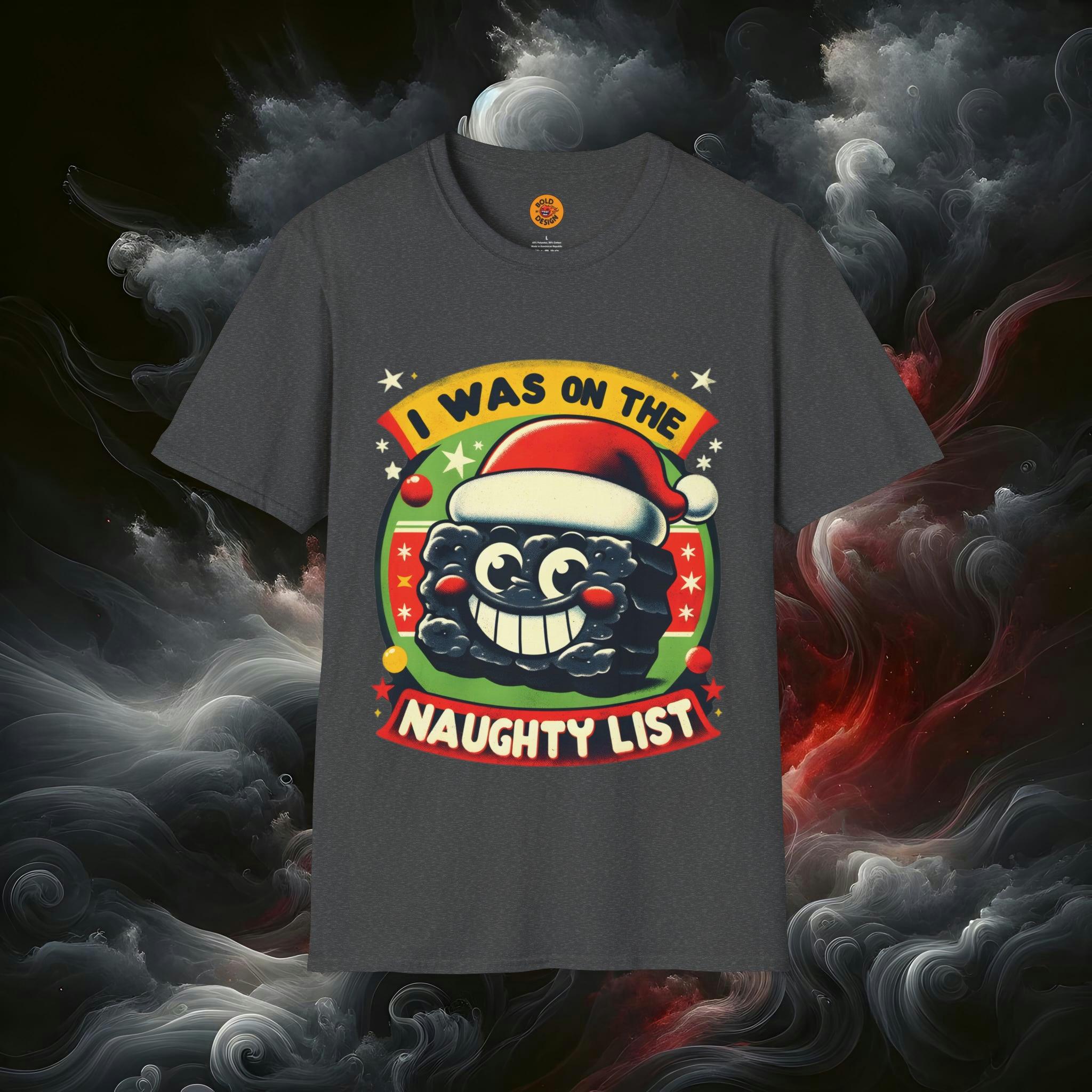 Humorous Naughty List Christmas T-Shirt-Bold By Design