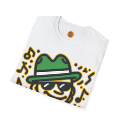 Jazzy Beats Fedora Dude" Neon Glow T-Shirt-Bold By Design 