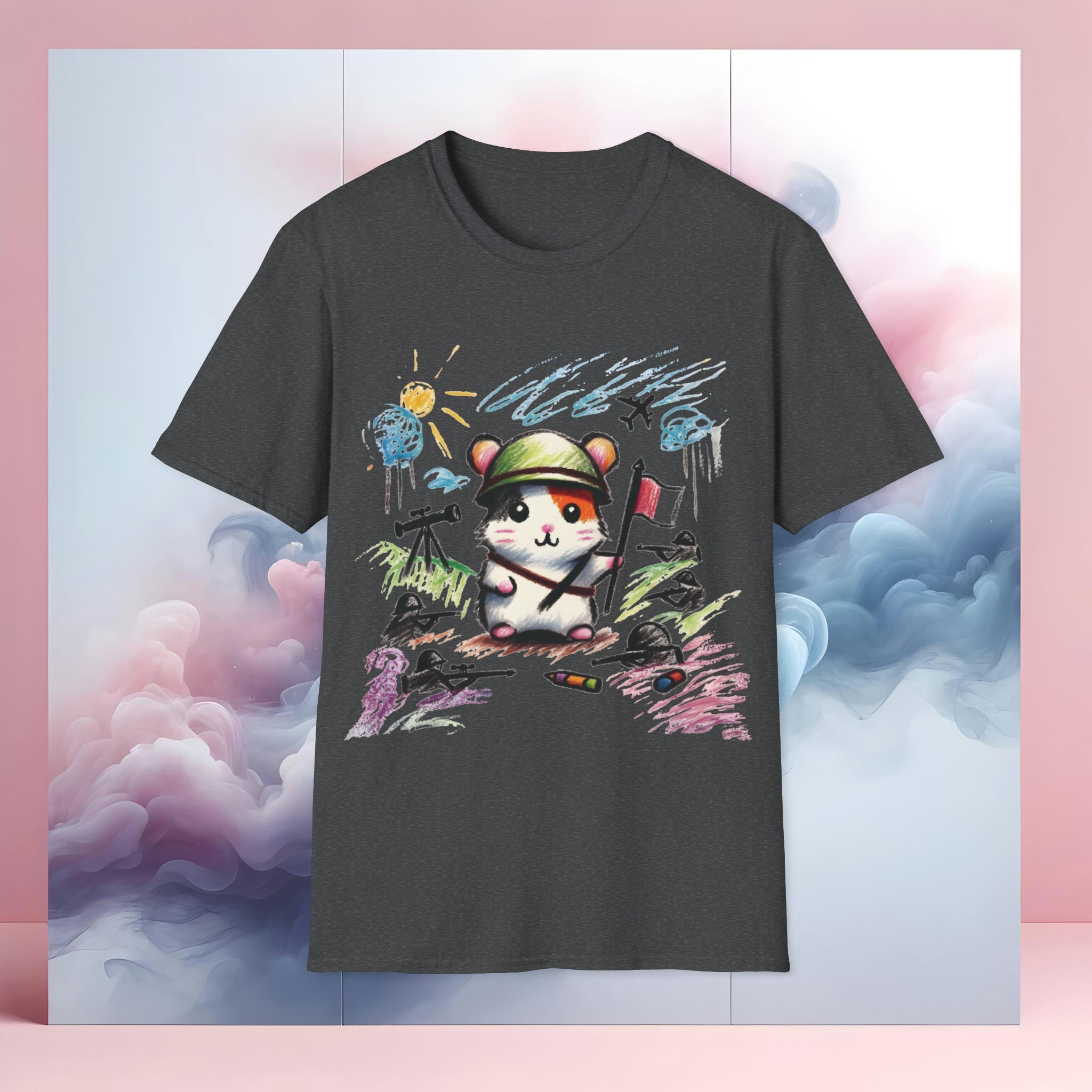 T-Shirt - Brave Hamster – Whimsical Crayon War Zone Tee