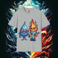 Fire and Water Duo Graphic Tee-Bold By Design 