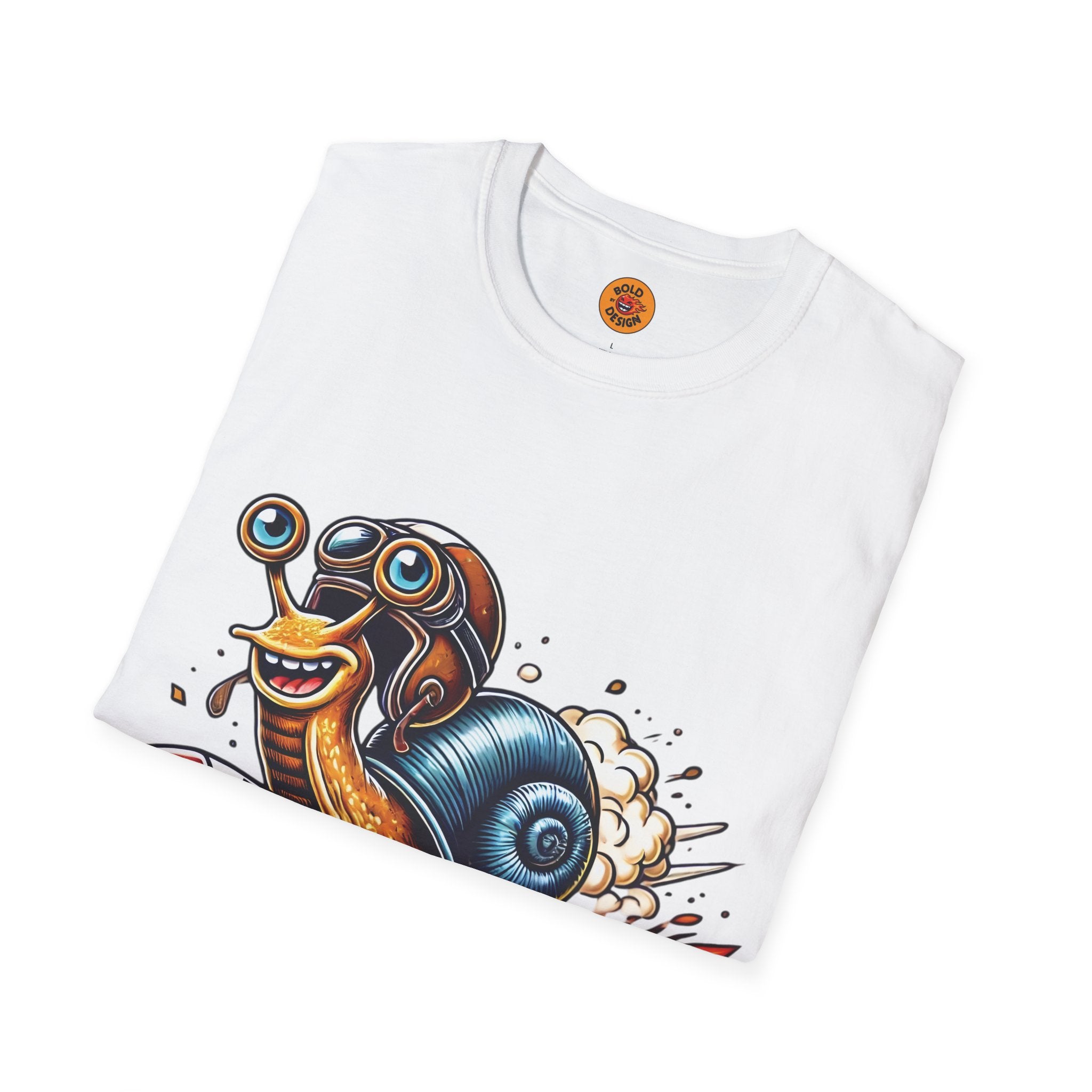 Unstoppable Snail Racing Funny Graphic T-Shirt white 