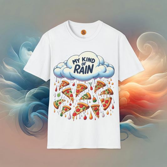 Whimsical Pizza Rain Graphic Tee-Bold By Design