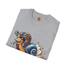 Unstoppable Snail Racing Funny Graphic T-Shirt grey 