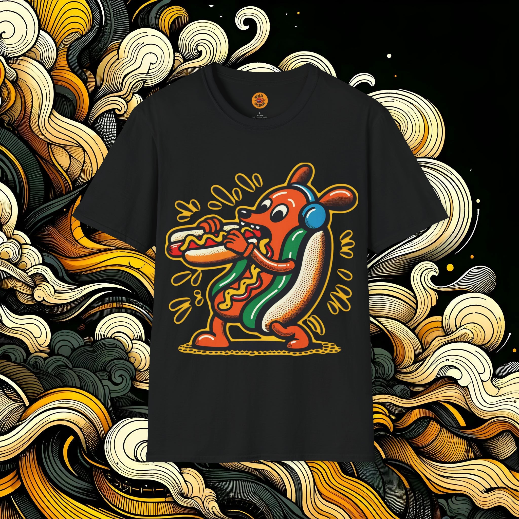 Funky Hot Dog Fiesta T-Shirt-Bold By Design