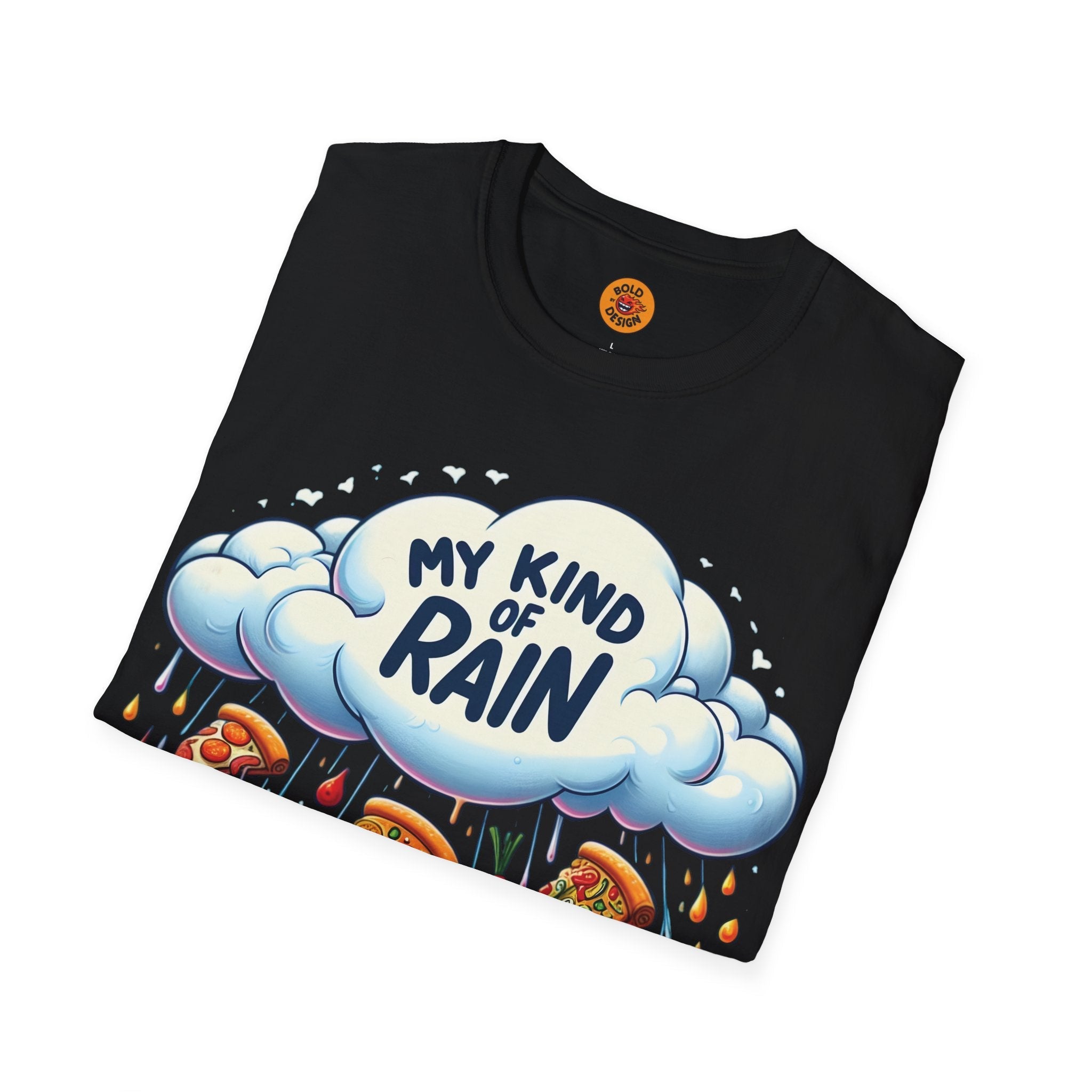 Whimsical Pizza Rain Graphic Tee-Bold By Design