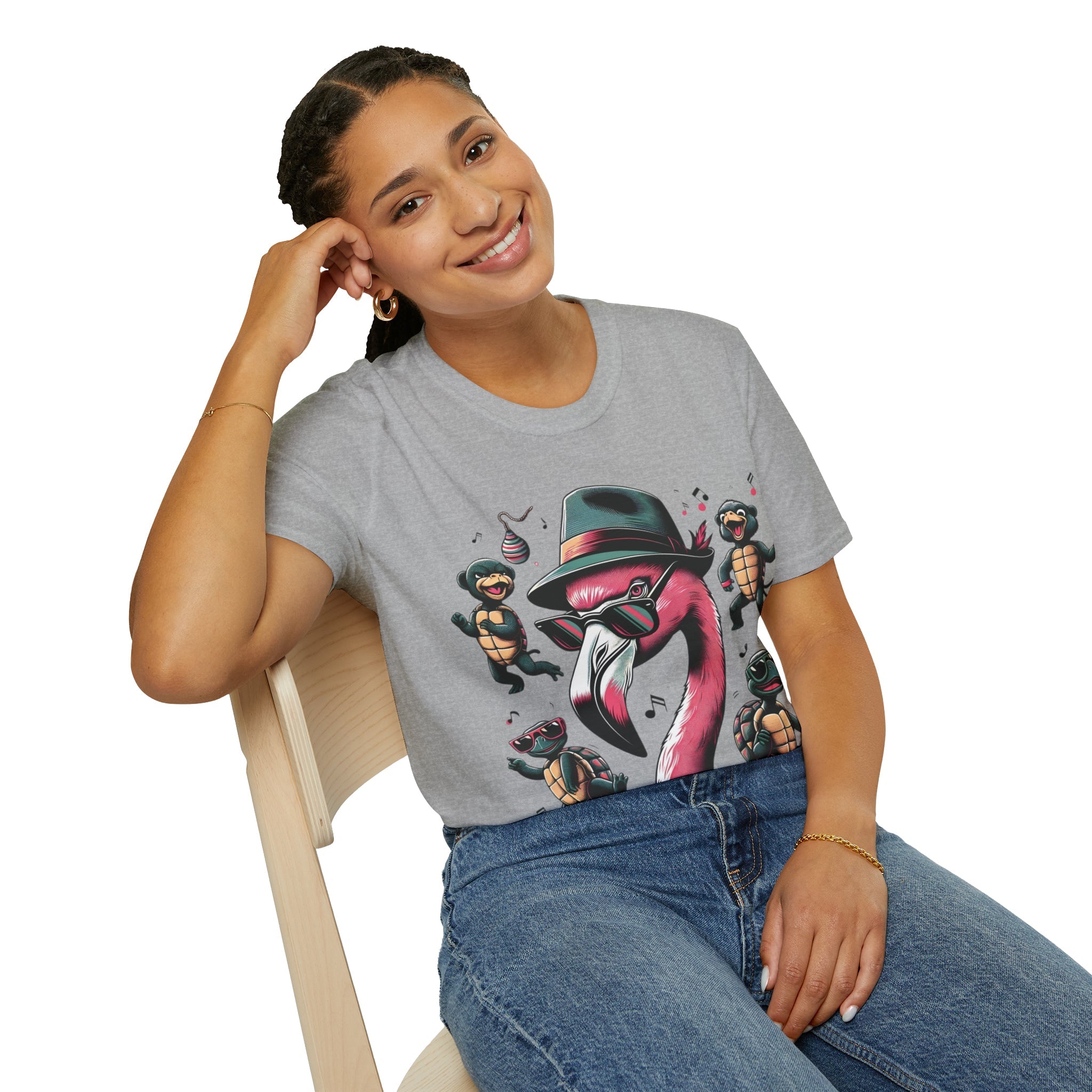 Funky Flamingo Groovy Turtles Party Tee-Bold By Design