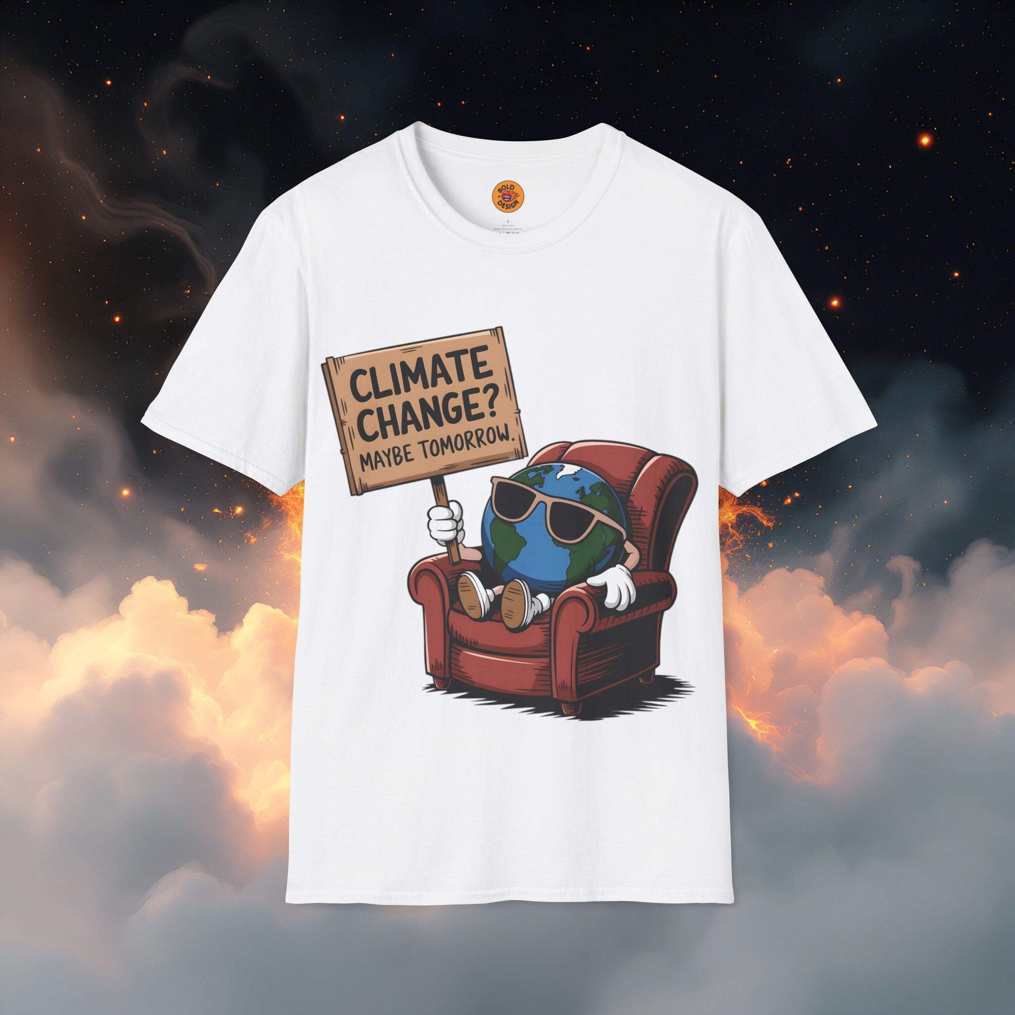 Climate Change Procrastinator | Funny Earth Graphic T-Shirt white