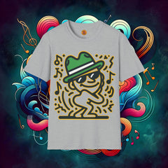 Jazzy Beats Fedora Dude" Neon Glow T-Shirt-Bold By Design 