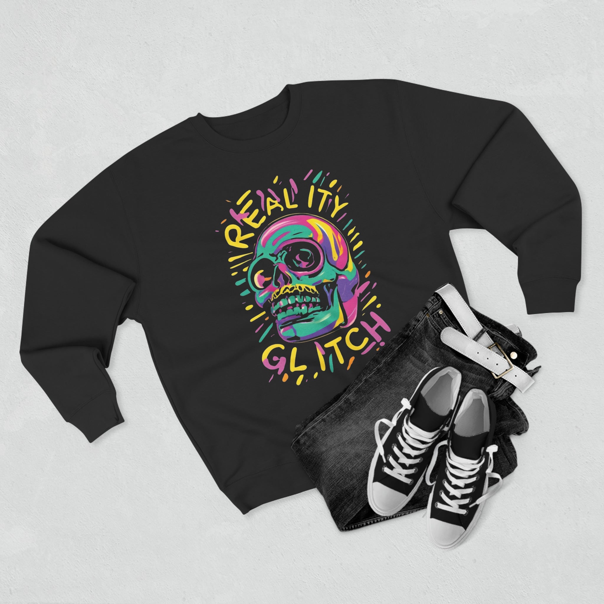 Neon Skull Sweatshirt-Bold By Design 