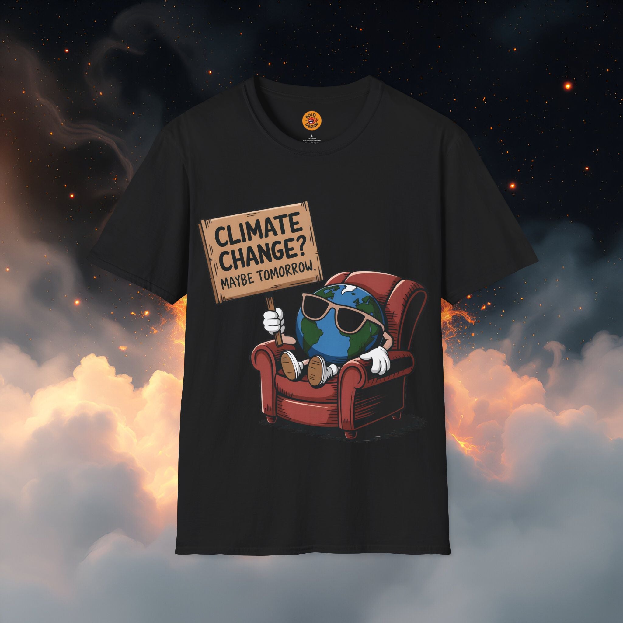 Climate Change Procrastinator | Funny Earth Graphic T-Shirt black for men