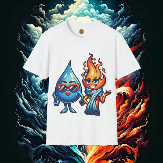 Fire and Water Duo Graphic Tee-Bold By Design 