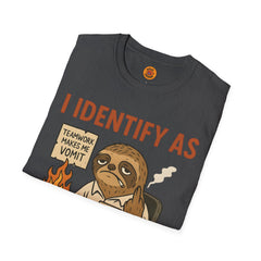 I Identify As Over It | Funny Sloth Burnout T-Shirt