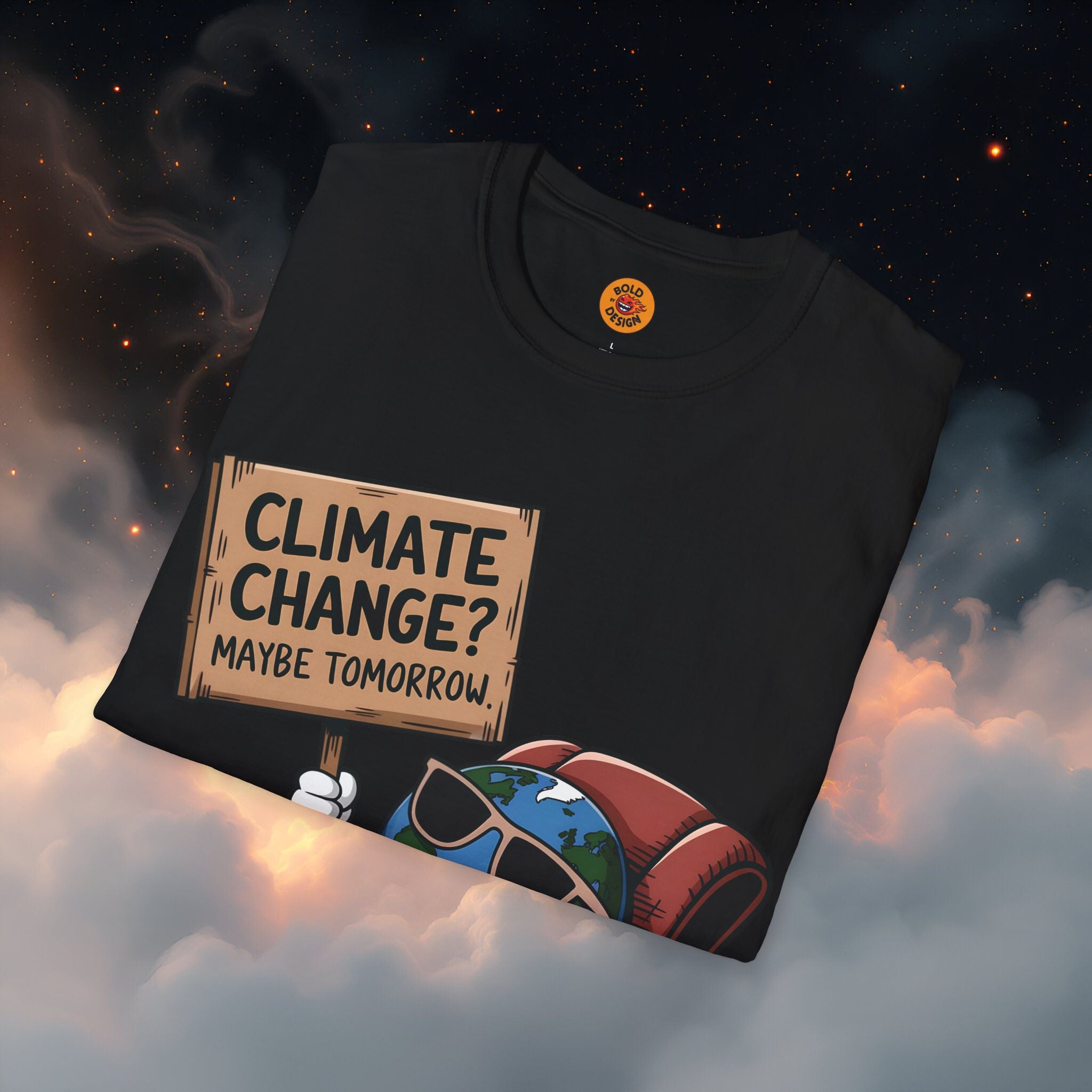 Climate Change Procrastinator | Funny Earth Graphic T-Shirt black