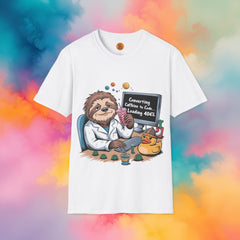 Sloth Programmer | Funny Coding & Coffee Graphic T-Shirt white