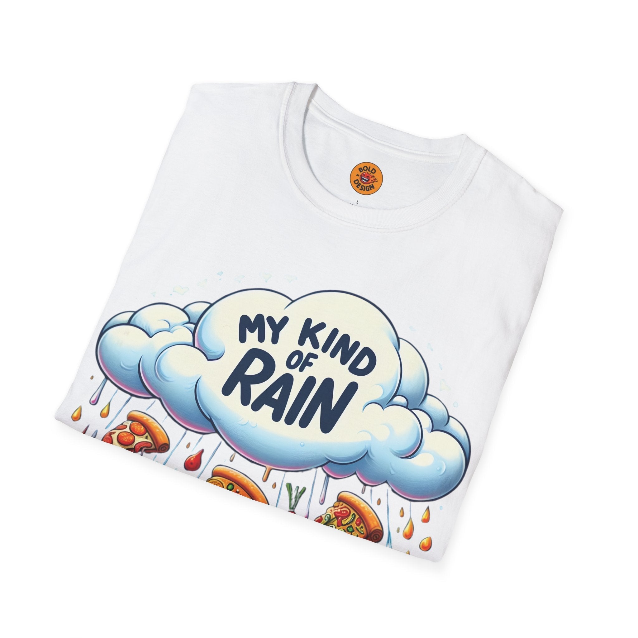 Whimsical Pizza Rain Graphic Tee-Bold By Design