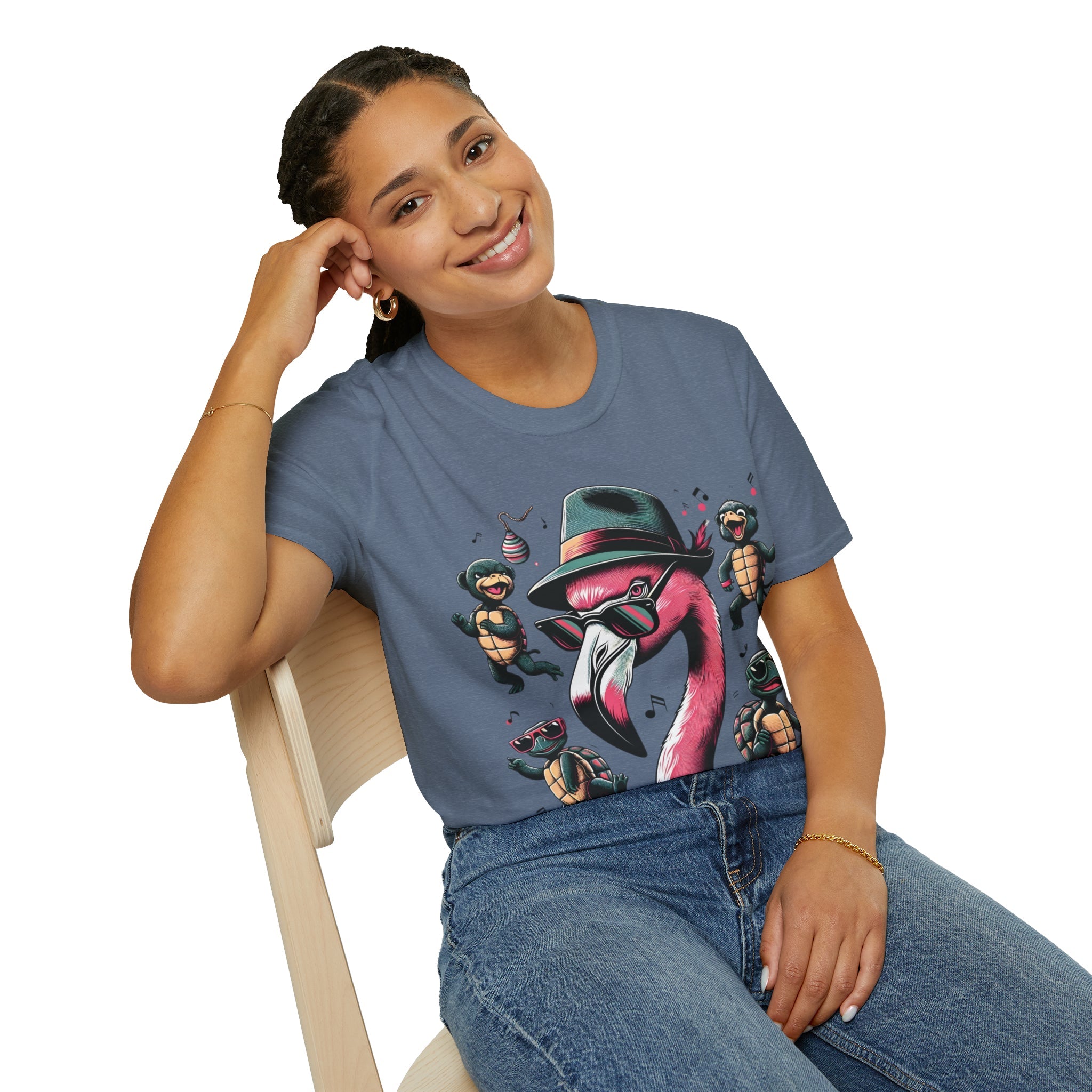 Funky Flamingo Groovy Turtles Party Tee-Bold By Design