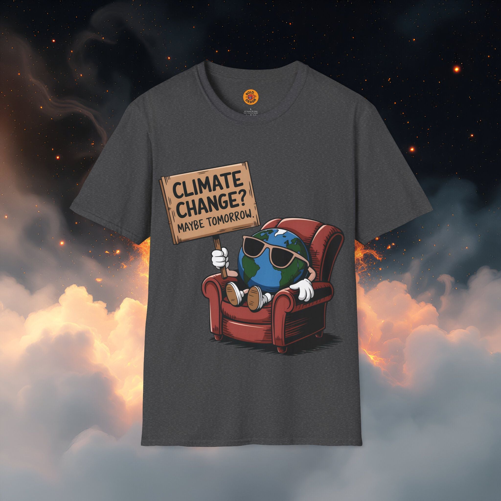 Climate Change Procrastinator | Funny Earth Graphic T-Shirt dark grey