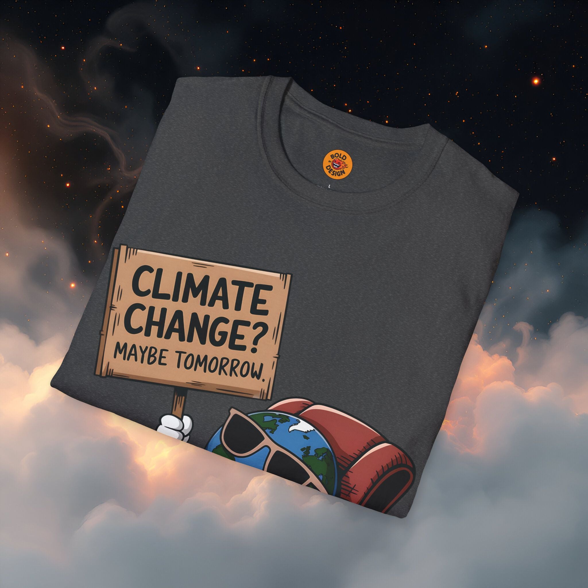 Climate Change Procrastinator | Funny Earth Graphic T-Shirt dark grey