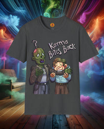 Karma Chomp Boy Bites Zombie Humor T-Shirt-Bold By Design 