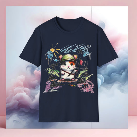T-Shirt - Brave Hamster – Whimsical Crayon War Zone Tee