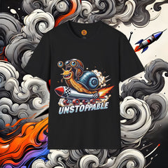 Unstoppable Snail Racing Funny Graphic T-Shirt black