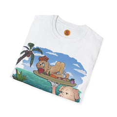 Piggy Beach Butler & Relaxing Pineapple Pal T-Shirt: Surreal Tropical Vibes