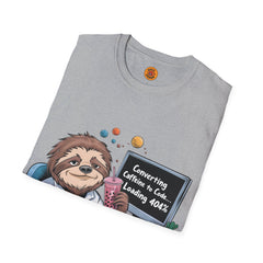 Sloth Programmer | Funny Coding & Coffee Graphic T-Shirt light grey