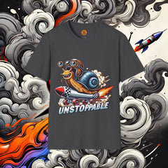 Unstoppable Snail Racing Funny Graphic T-Shirt dark grey