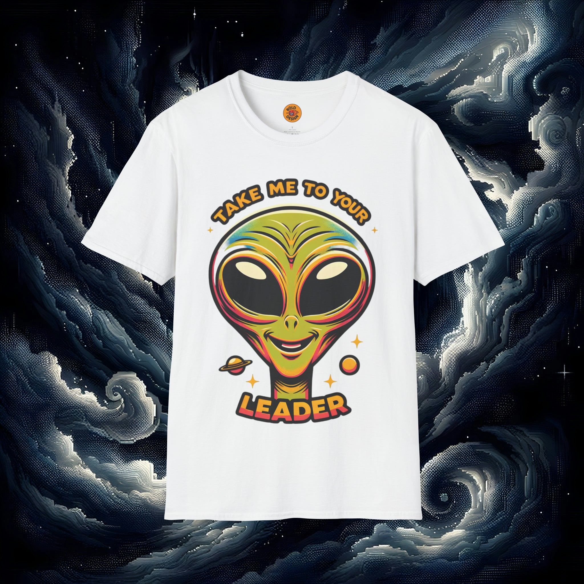 Take Me To Your Leader - Alien Retro T Shirt white