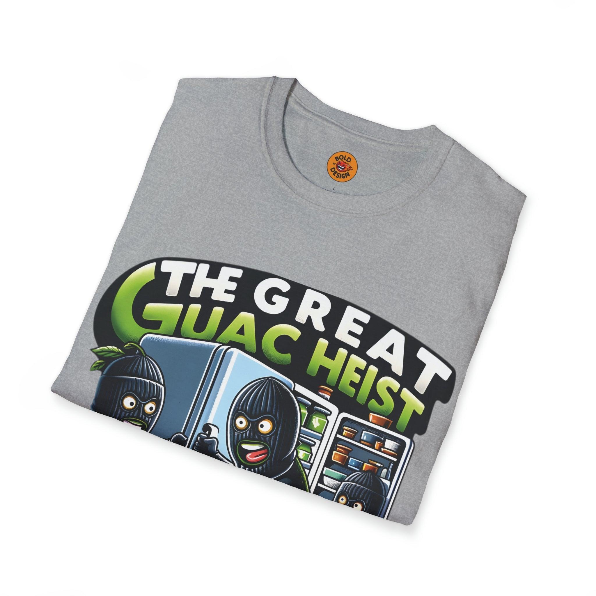 Avocado Caper Crew Tee - Hilarious Heist t shirt light grey