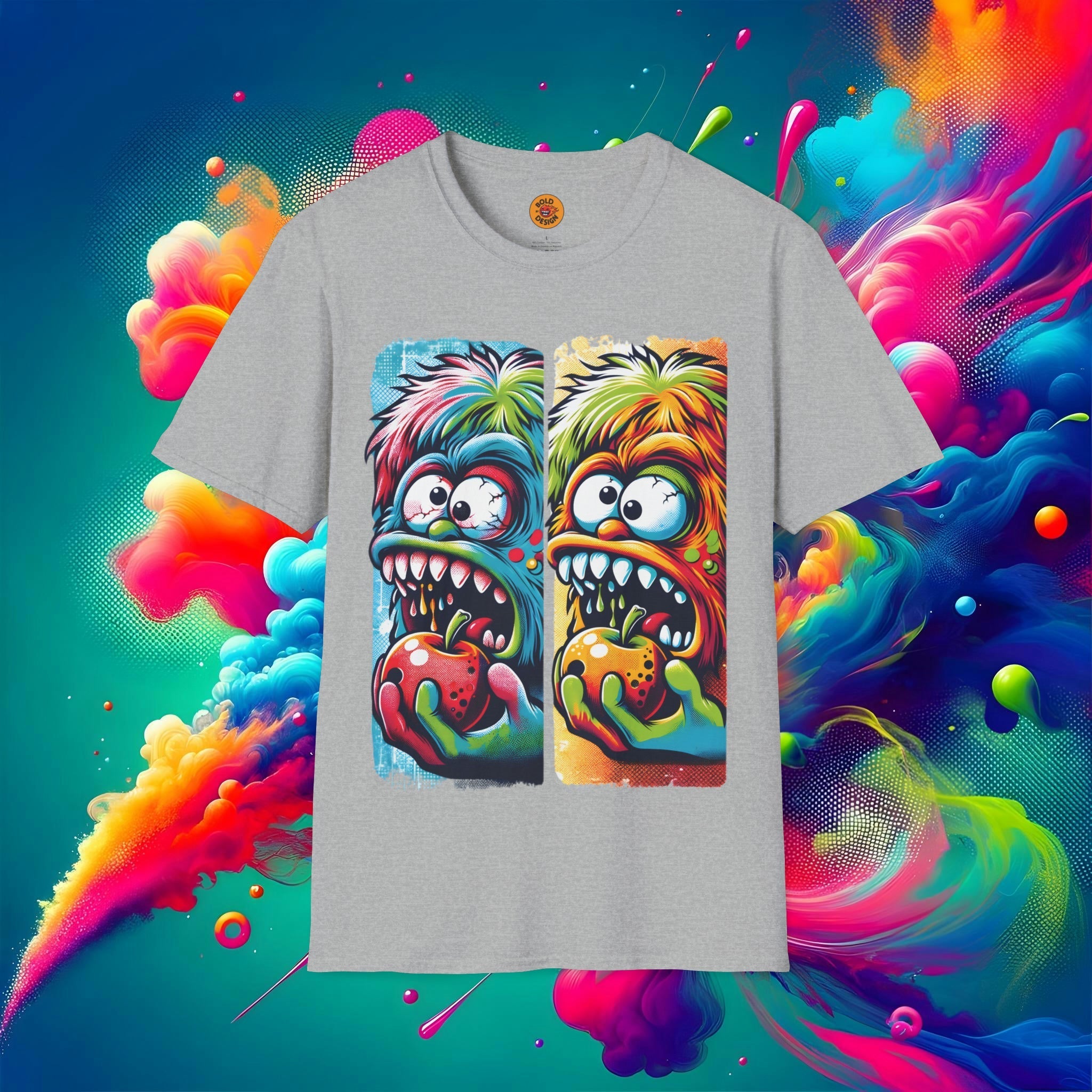 Psychedelic Monster Apple Craze Tee-Bold By Design 